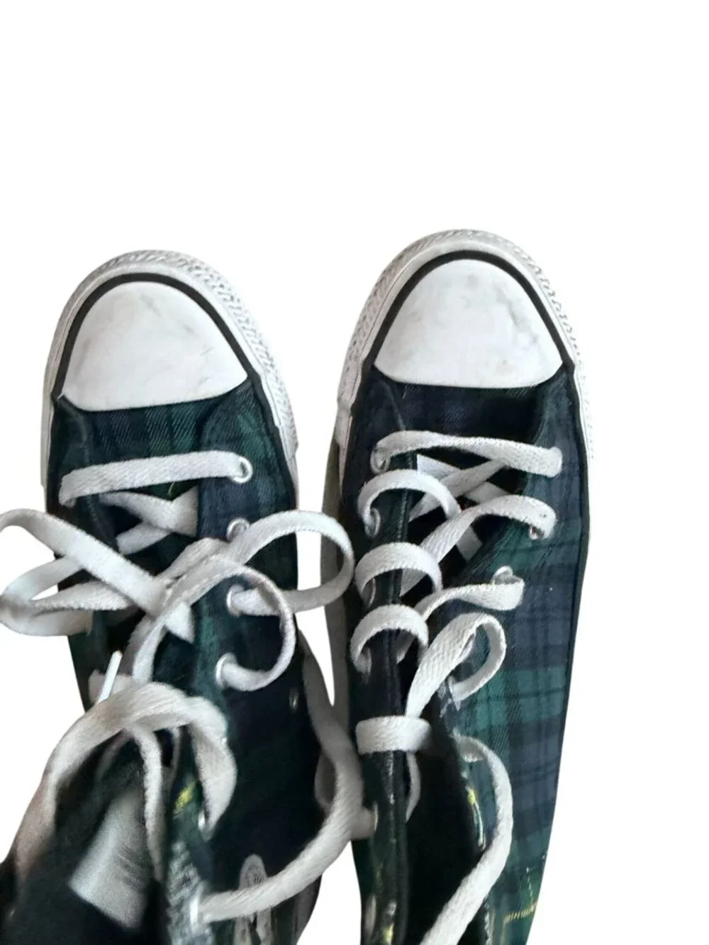 CONVERSE Unisex Kids Green Plaid hi Top Sneakers Size 3.5